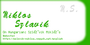 miklos szlavik business card